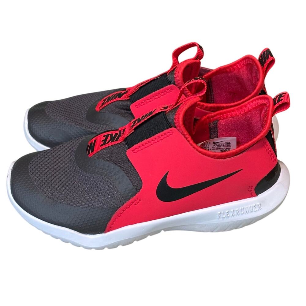 Nike Flex Runner Red & Black Children's Slip on Play Athletic Sneakers Size 12.5